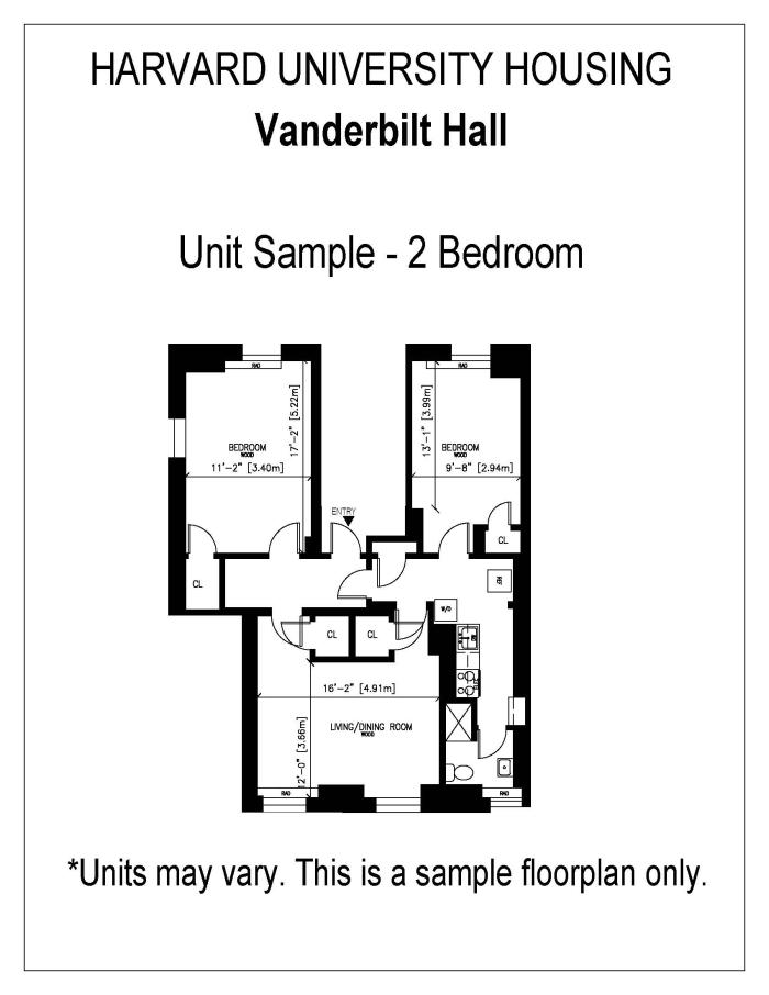 Unit Sample for Vanderbilt Hall, 2 Bedroom Unit