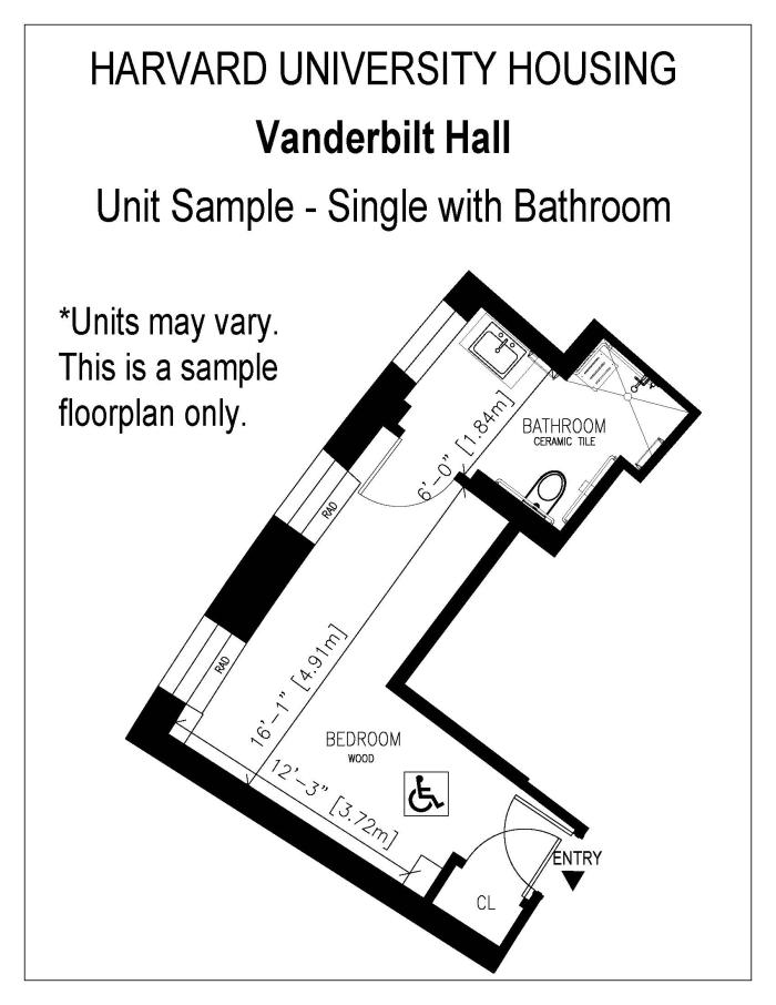 Unit Sample for Vanderbilt Hall, Single with Bathroom Unit