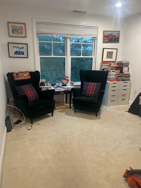 First bedroom with carpeted floors