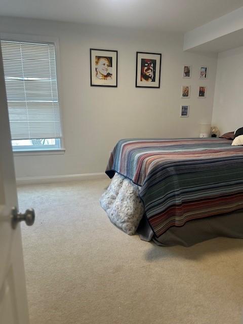 Secondary bedroom with carpeted floors