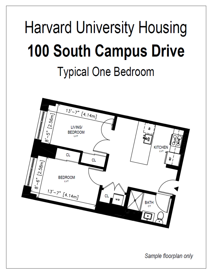 100 South Campus Drive One Bedroom Sample Floorplan