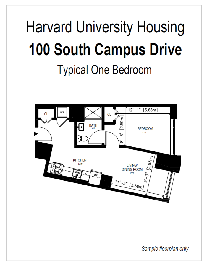 One bedroom, one bath floorplan for 100SCD